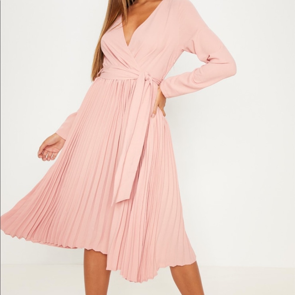 PLT PLUS PLEATED MIDI DRESS